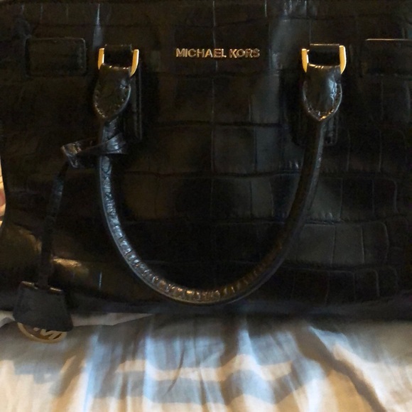 Michael Kors Dillon Croc Embossed Satchel Bag - Picture 2 of 4